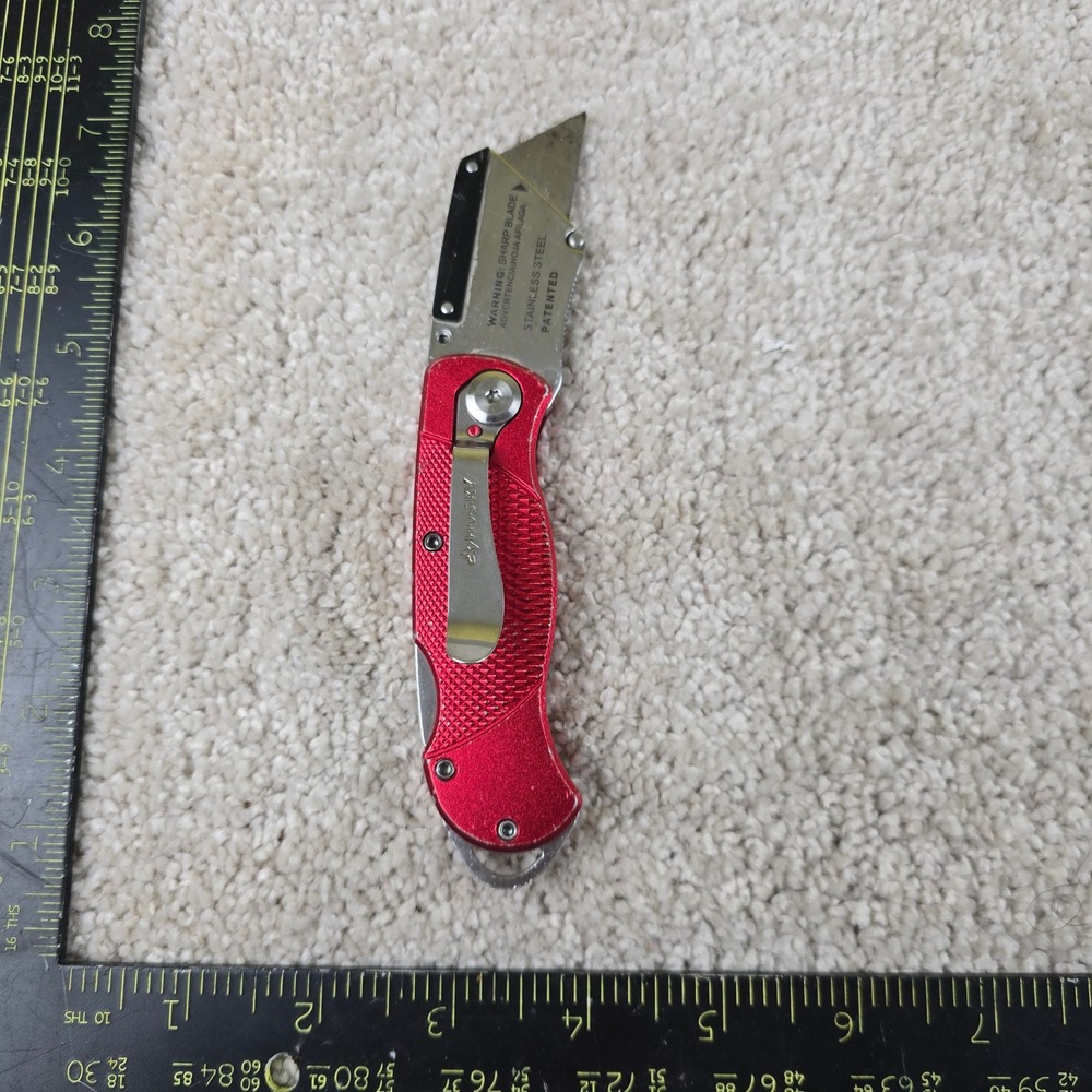 Husky Folding Utility Knife Textured Aluminum Handle Stainless Steel Pocket Clip - Picture 2 of 2